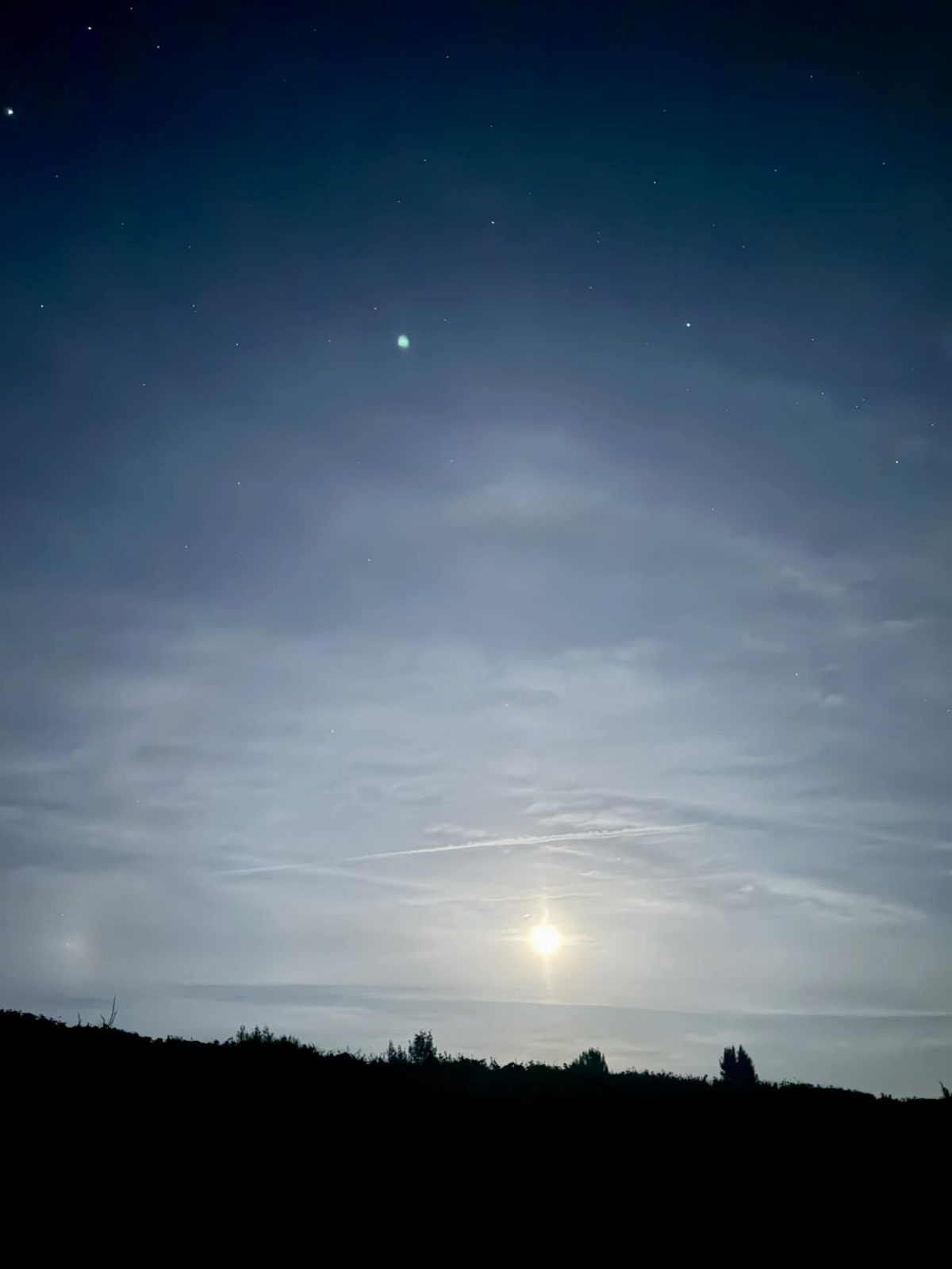 月夜の空──星と月が海を照らす