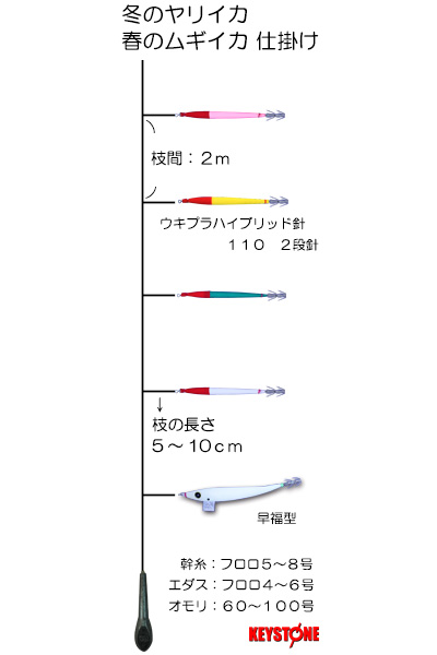 冬のヤリイカ、春のムギイカ基本仕掛け