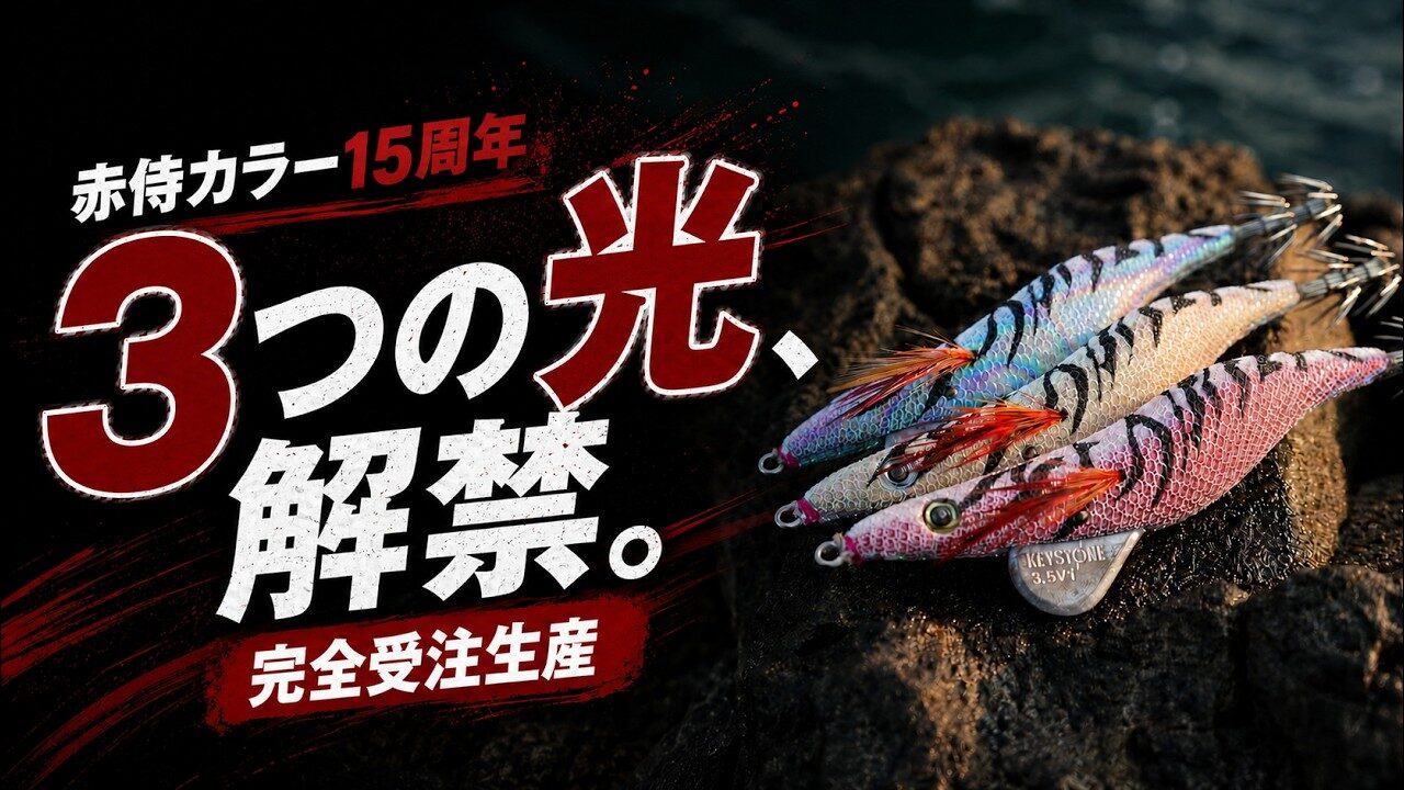 キーストン　赤侍エギシャープ　※最終値下げ 見た目は白、光れば赤・紫・強烈。赤侍カラー15周年の記念3色、レッド